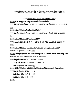 Hướng dẫn các dạng toán lớp 5 (Có đáp án)